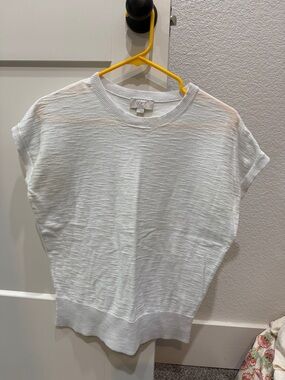 LOFT White Short Sleeve Slub Knit Top Small